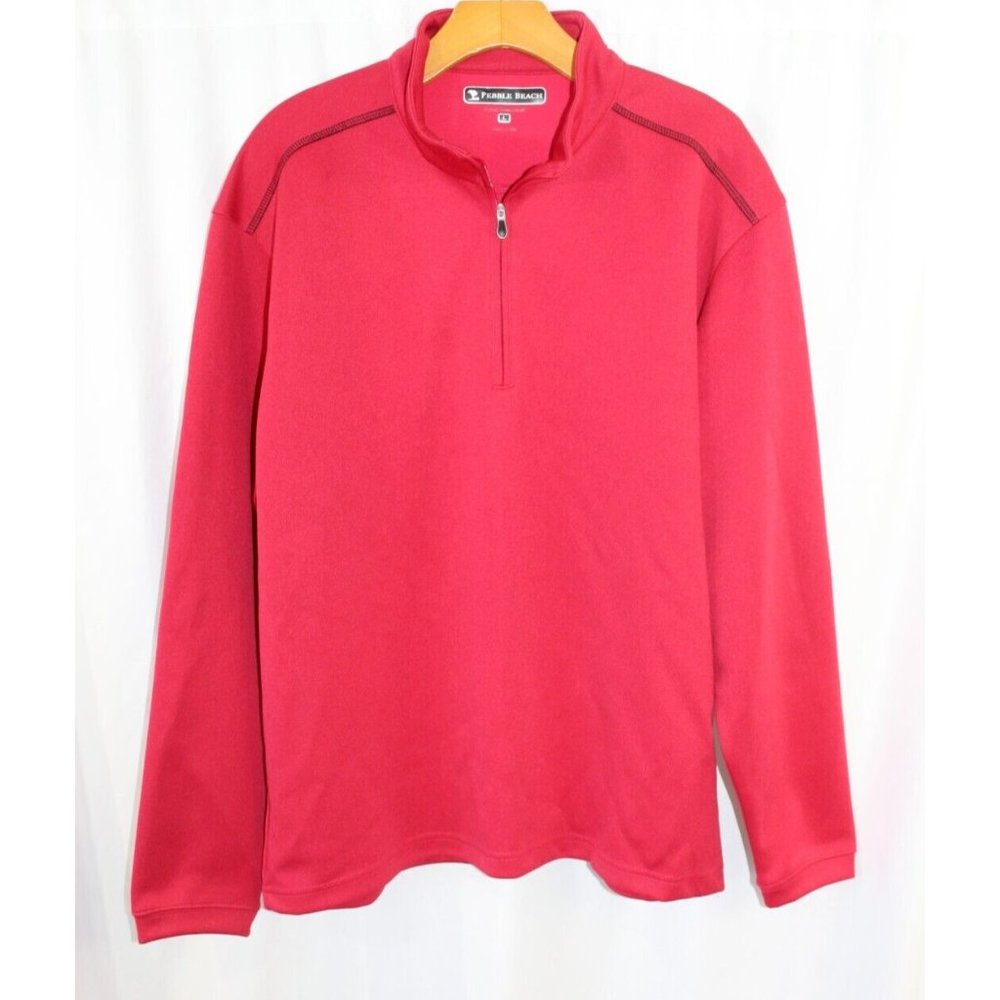Pebble Beach‎ Performance Mens Red Long Sleeve 1/4 Zip Pullover L